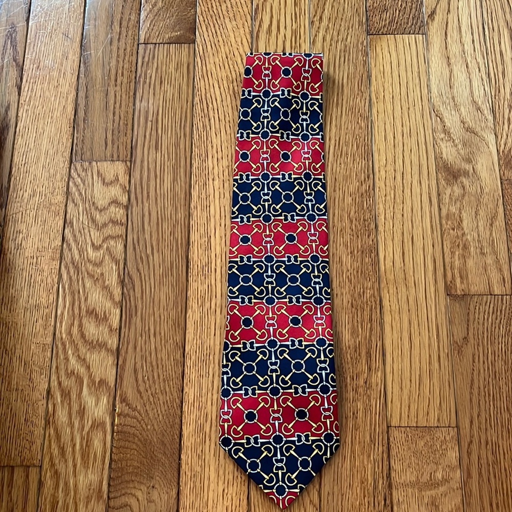 Vintage Paolo Gucci Silk Tie Red‎ Blue Formal Wedding Office